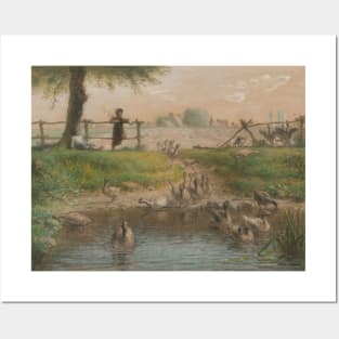 Peasant Children at Goose Pond by Jean-Francois Millet Posters and Art